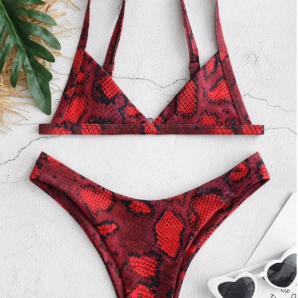 Snakeskin Print Bikini Set